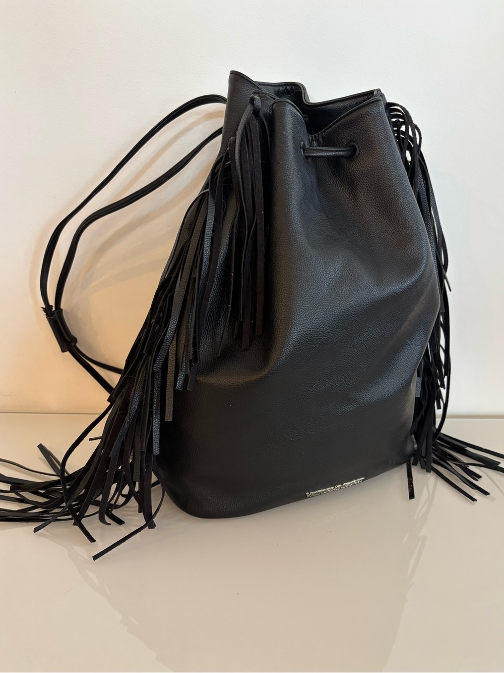 Vintage Victoria’s Secret Black Fringe Bucket Bag Y2K